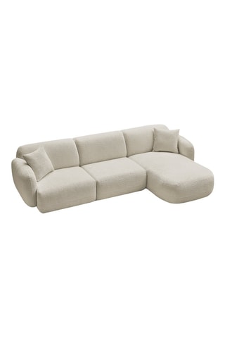 Canapé d'angle droit Anda - Beige - 3 places - En tissu chenille