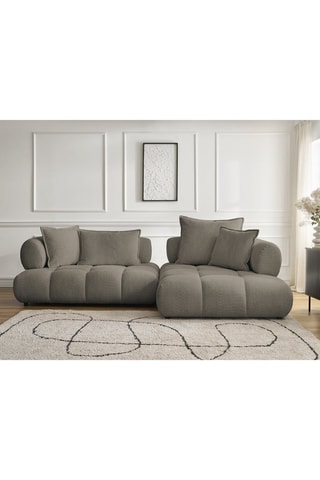 Canapé d'angle droit Alya - Taupe - 4 places - En tissu bouclette