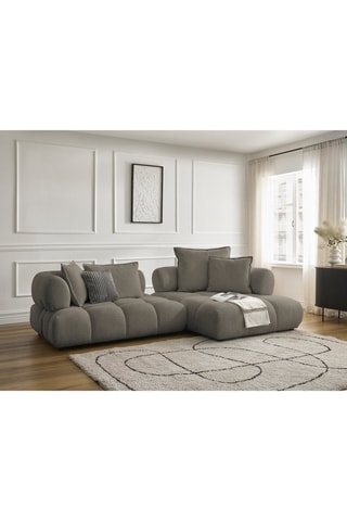 Canapé d'angle droit Alya - Taupe - 4 places - En tissu bouclette