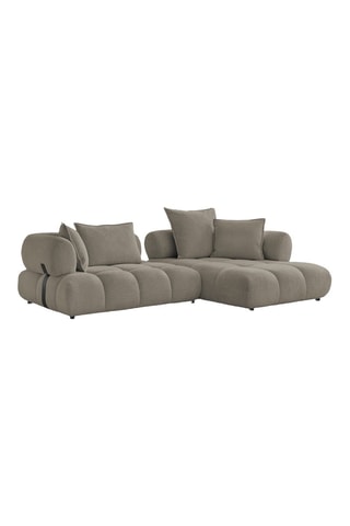Canapé d'angle droit Alya - Taupe - 4 places - En tissu bouclette