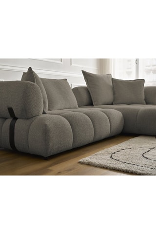 Canapé d'angle droit Alya - Taupe - 4 places - En tissu bouclette