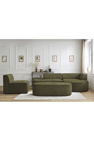 Canapé d'angle droit modulable, chauffeuse et pouf  Rousseau - Vert