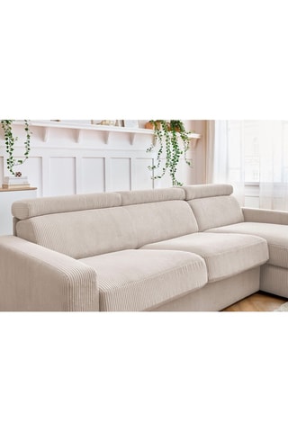 Canapé d'angle réversible convertible Monaco - Beige - Couchage 190 x 140 cm