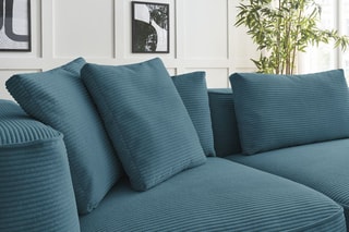 Canapé d'angle gauche et pouf Leopold Bleu clair