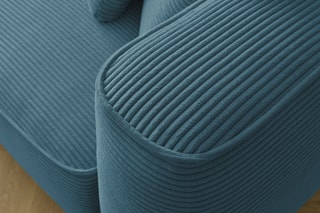 Canapé d'angle droit et pouf Leopold Bleu clair