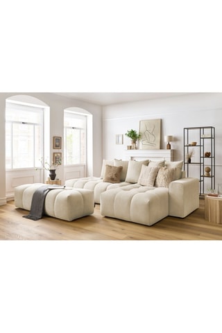 Canapé d'angle droit et pouf Mont-Blanc - 
Beige
