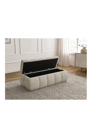 Banc-coffre en pin Denali - Beige - En tissu bouclette