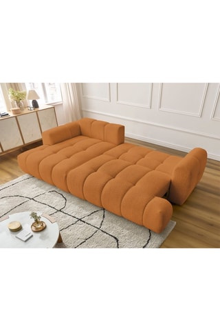 Canapé d'angle gauche convertible Fuji - Orange - 3 places - En tissu bouclette