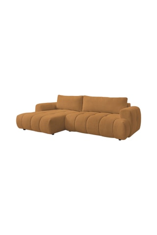 Canapé d'angle gauche convertible Fuji - Orange - 3 places - En tissu bouclette