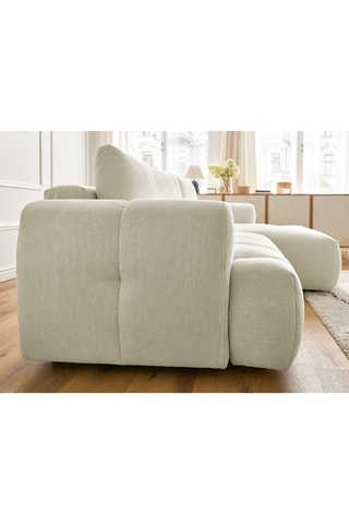 Canapé d'angle droit convertible Fuji - Beige - 3 places - En tissu lisse