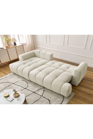 Canapé d'angle gauche convertible Fuji - Beige - 3 places - En tissu lisse