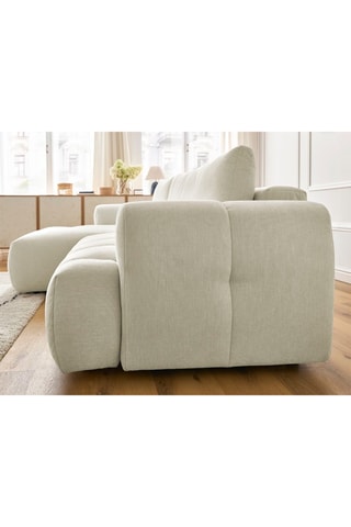 Canapé d'angle gauche convertible Fuji - Beige - 3 places - En tissu lisse