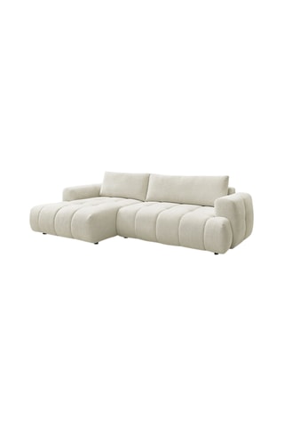 Canapé d'angle gauche convertible Fuji - Beige - 3 places - En tissu lisse