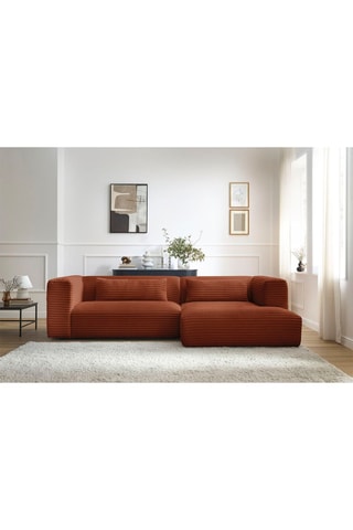 Canapé d'angle droit Harry - Orange - 3 places - En gros côtelé doux