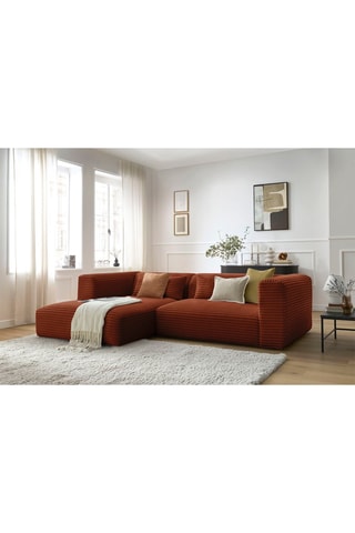 Canapé d'angle gauche Harry - Orange - 3 places - En gros côtelé doux