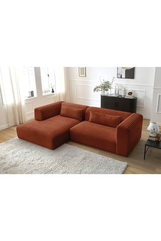Canapé d'angle gauche Harry - Orange - 3 places - En gros côtelé doux
