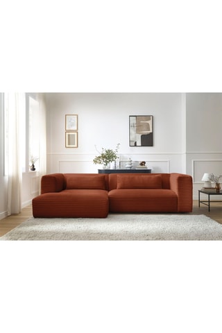 Canapé d'angle gauche Harry - Orange - 3 places - En gros côtelé doux