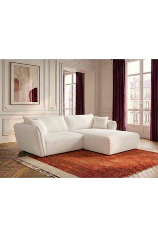 Canapé d'angle droit Luigi - Blanc - Tissu texturé