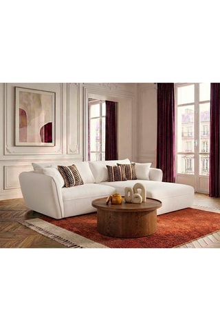 Canapé d'angle droit Luigi - Blanc - Tissu texturé