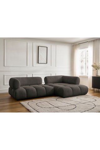 Canapé d'angle droit Alya - Marron - 4 places - En tissu bouclette