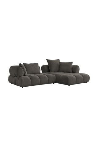 Canapé d'angle droit Alya - Marron - 4 places - En tissu bouclette