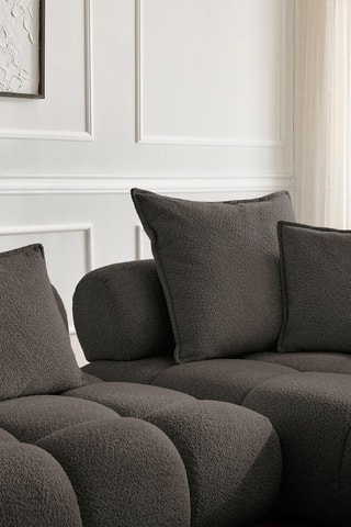 Canapé d'angle droit Alya - Marron - 4 places - En tissu bouclette