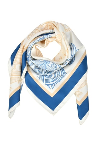 Foulard carré imprimé Disneyland Hotel, Disneyland Paris - Bleu cobalt et beige