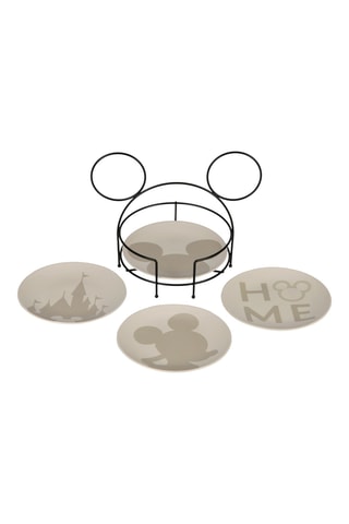 Set de quatre assiettes Mickey Mouse avec support en métal