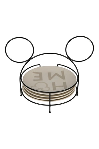 Set de quatre assiettes Mickey Mouse avec support en métal