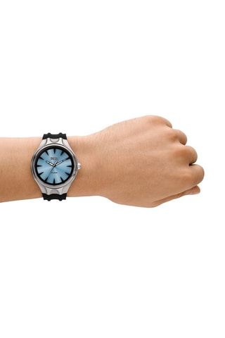 Montre à quartz en silicone - Noir et argenté