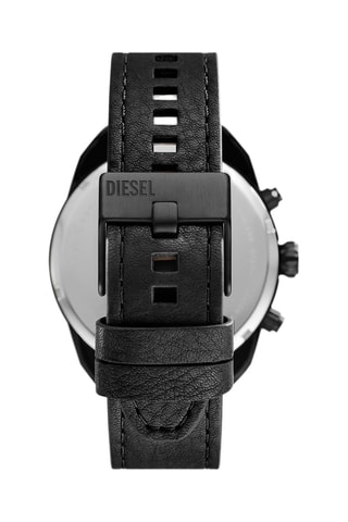 Montre à quartz en cuir - Chronographe - Noir et rouge