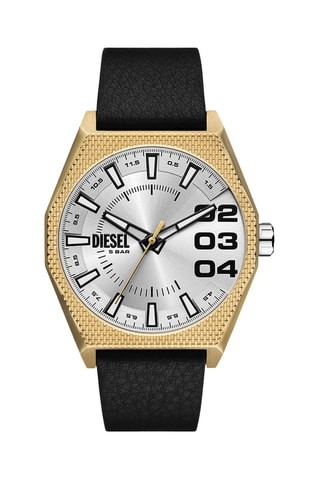 Montre à quartz en cuir - Noir et doré