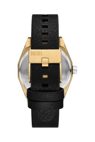 Montre à quartz en cuir - Noir et doré