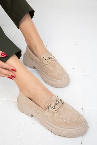 Mocassins com plataforma - Bege