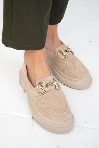 Mocassins com plataforma - Bege