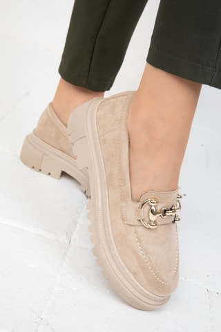 Mocassins com plataforma - Bege