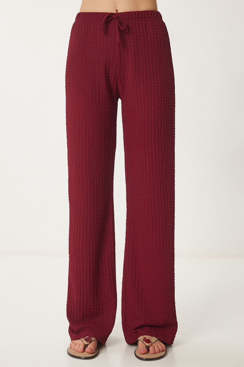Trendyol Burdeos Pantalón Wide Leg