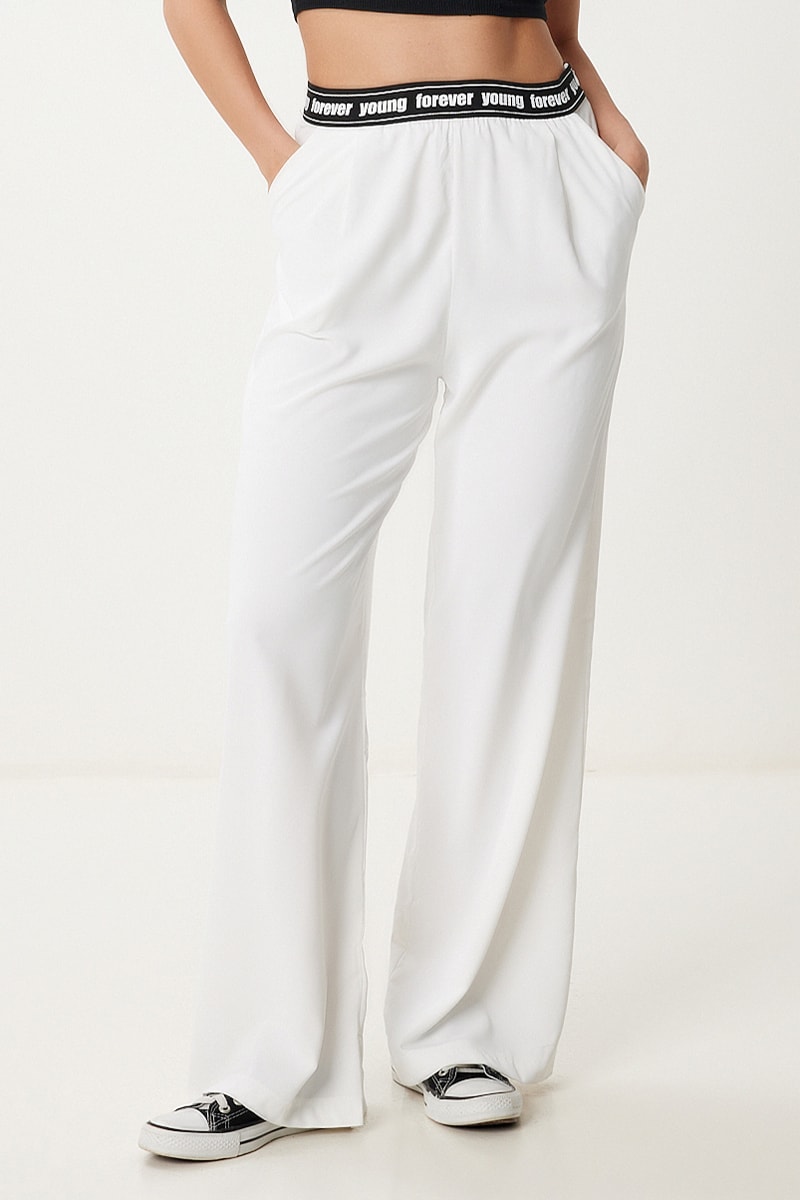 Trendyol Pantalón Wide Leg - Crudo