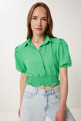 Crop top em linho - Verde