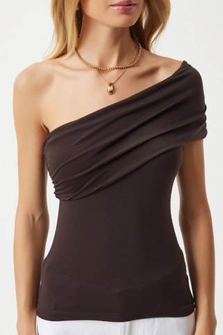 Top asimmetrico - Marrone