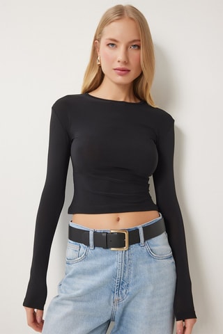 Crop top slim - Nero