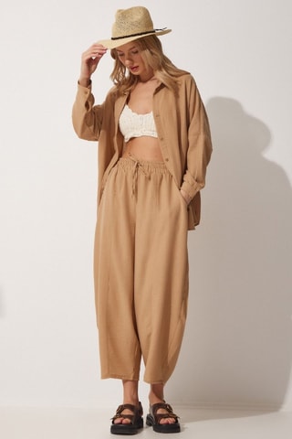 Camicia e pantaloni 7/8 in lino - Beige