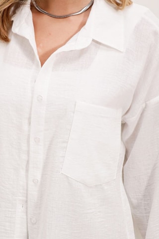 Camicia oversize in lino - Bianco