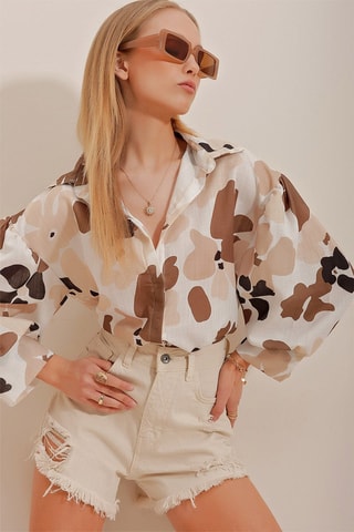 Camicia regular - Beige