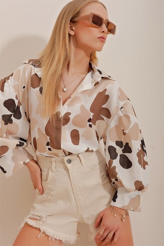 Camicia regular - Beige