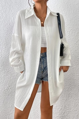 Camicia oversize in lana - Bianco
