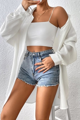 Camicia oversize in lana - Bianco