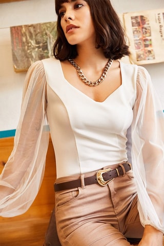 Blusa slim - Ecrù