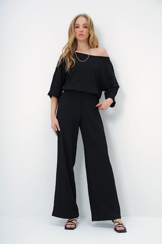 Blusa e pantaloni palazzo - Nero