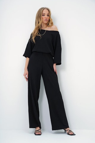 Blusa e pantaloni palazzo - Nero